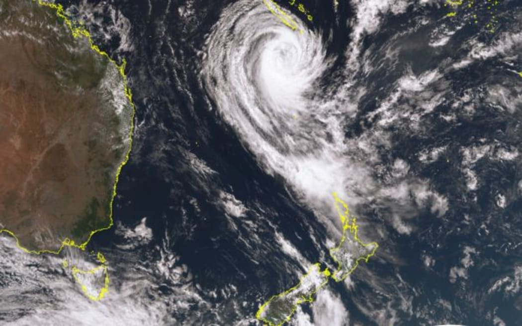 Satellite imagery of Cyclone Gita.
