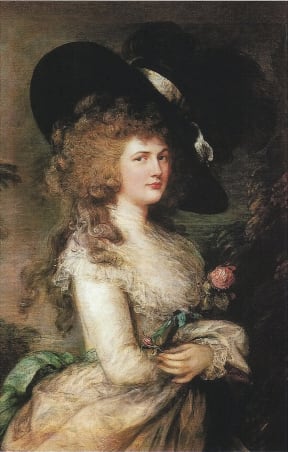 The restored version of the portrait by Thomas Gainsborough of Georgiana Cavendish, Duchess of Devonshire