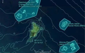 Map of the three areas making up the Motiti Protection Area
