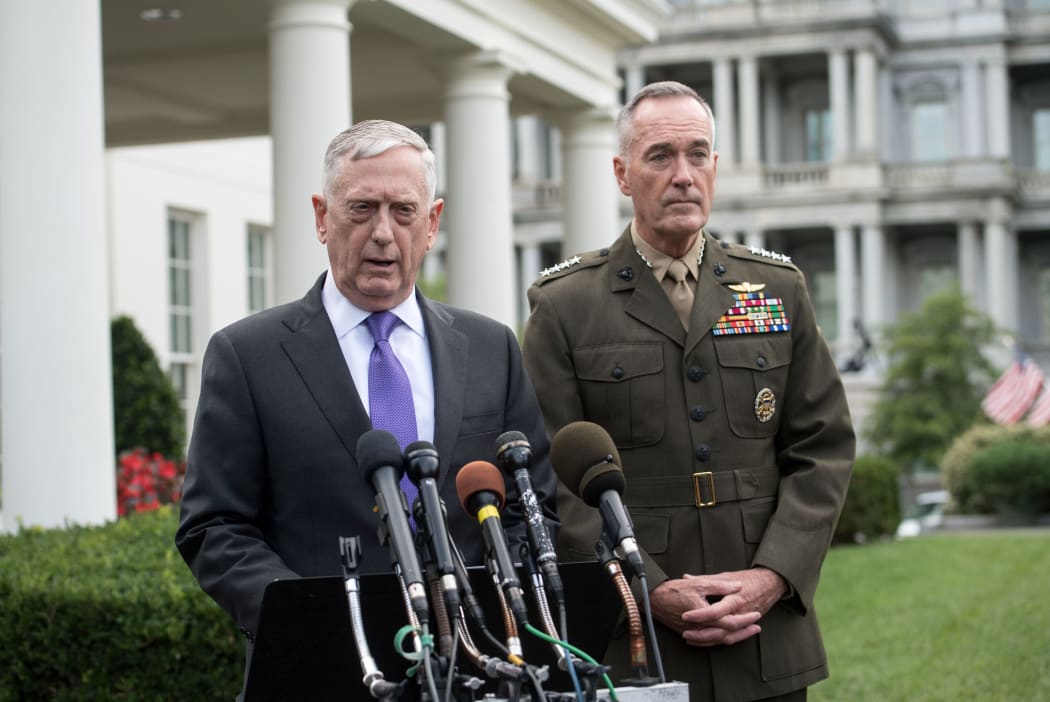 US Defense Secretary James Mattis, left, and General Joseph Dunford, chairman of the Joint Chiefs of Staff.
