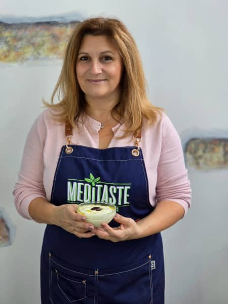 Emily Tsaliagkou-Montes, co-owner of Emily’s Greek Kitchen cooking school in Browns Bay, Auckland.