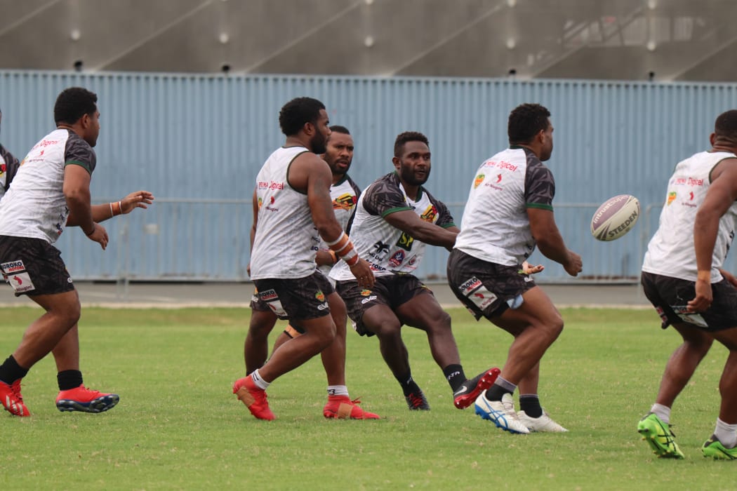 Hunters captain Ase Boas fires a pass in a final training session at home.