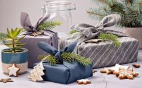 Cloth-wrapped gifts look lovely and the wrap can be reused for a zero waste Christmas.