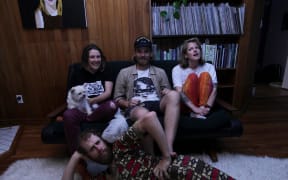Draghound (l-r) Helen ORourke, John Wilson (on floor) Tom Jenkin, Emerald Rose Clark