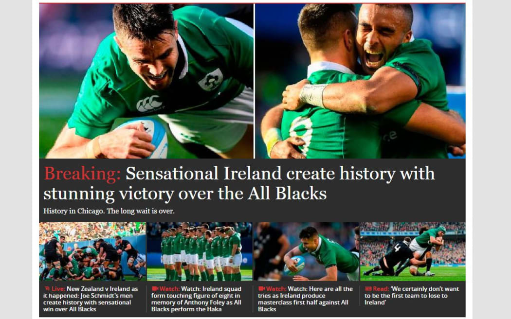 The Indedpendent's Irish website celebrated with a triumphant banner.