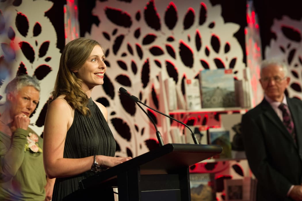 Eleanor Catton, winner of the fiction category, at the New Zealand Post Book Awards 2014