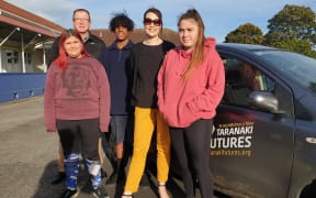 From left to right, Kylie Shramka. Alan James (driving mentor, rear) Tangata Healey, Belinda Mooney and Emily O'Carroll.