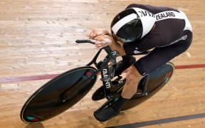 Aaron Gate in action at the 2024 Oceania track cycling champs, Cambridge.