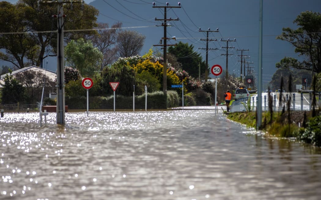 Flooding on the corner of Terrace Road and State Highway 6 on Saturday.
