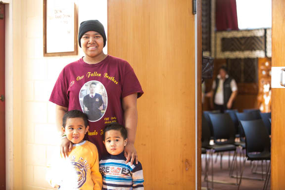 B and her two younger brothers at Te Puea Marae