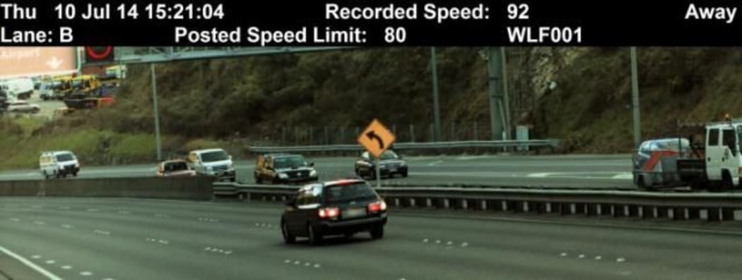 An image from the new police speed camera in Wellington's Ngauranga Gorge.