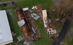 Heavy winds hit Levin in Horowhenua damaging buildings, bringing down trees and power lines and wrecking vegetable crops on 20 May 2022.