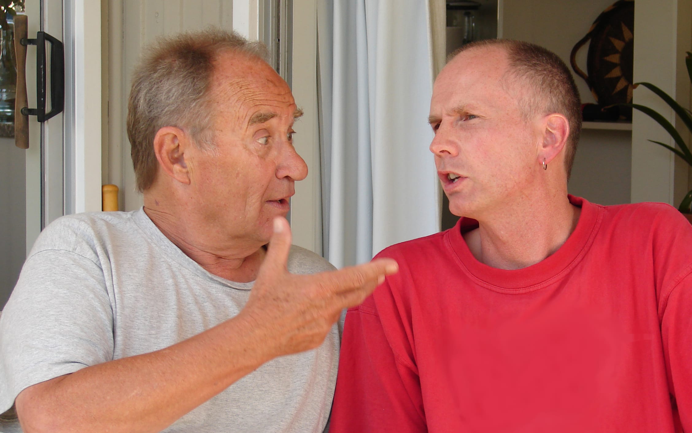 Marshall Walker and Tim Dodd argue the toss.
