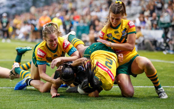Honey Hireme scores against Australia.