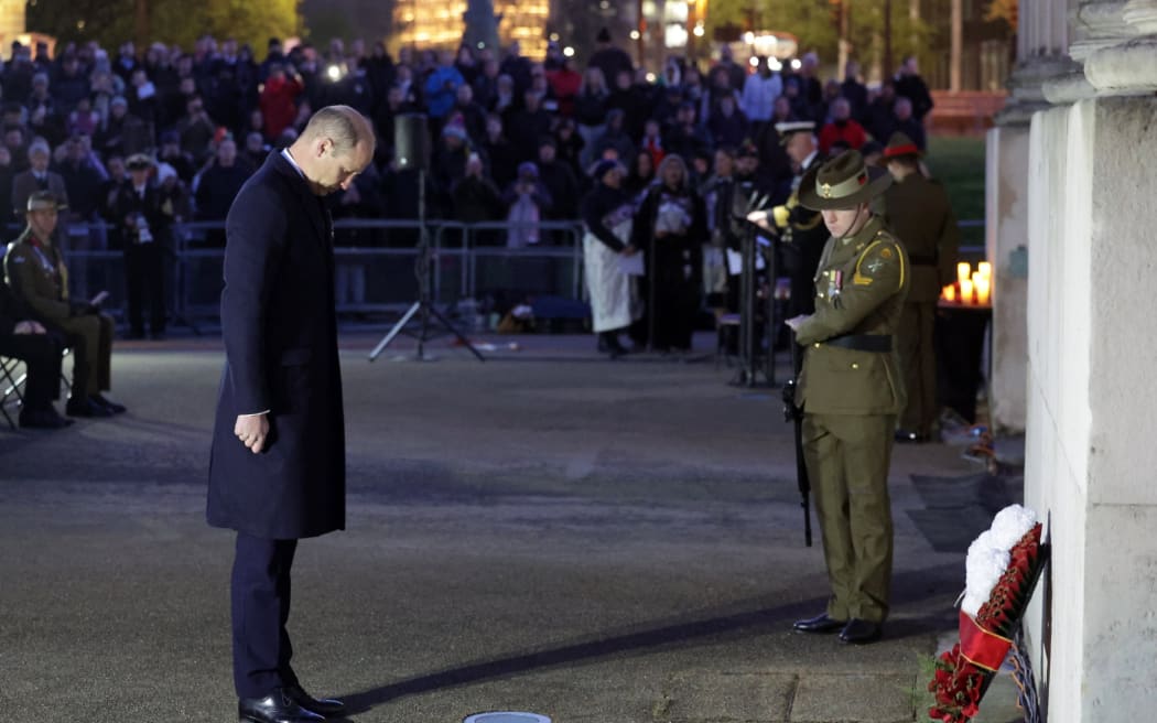 Prince William marks Anzac Day at a dawn ceremony in London.