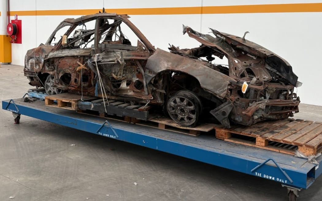 Mr Furlan's car after the explosion.