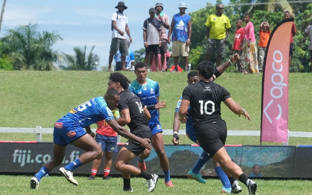 The New Zealand sevens team playing against the Fiji Drua sevens in Sigatoka last weekend. Photo: Coral Coast 7s