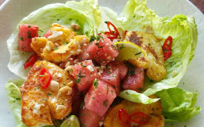 Haloumi and watermelon salad