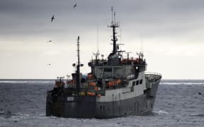 The 'Thunder', which Sea Shepherd claims is illegally fishing in the Southern Ocean.
