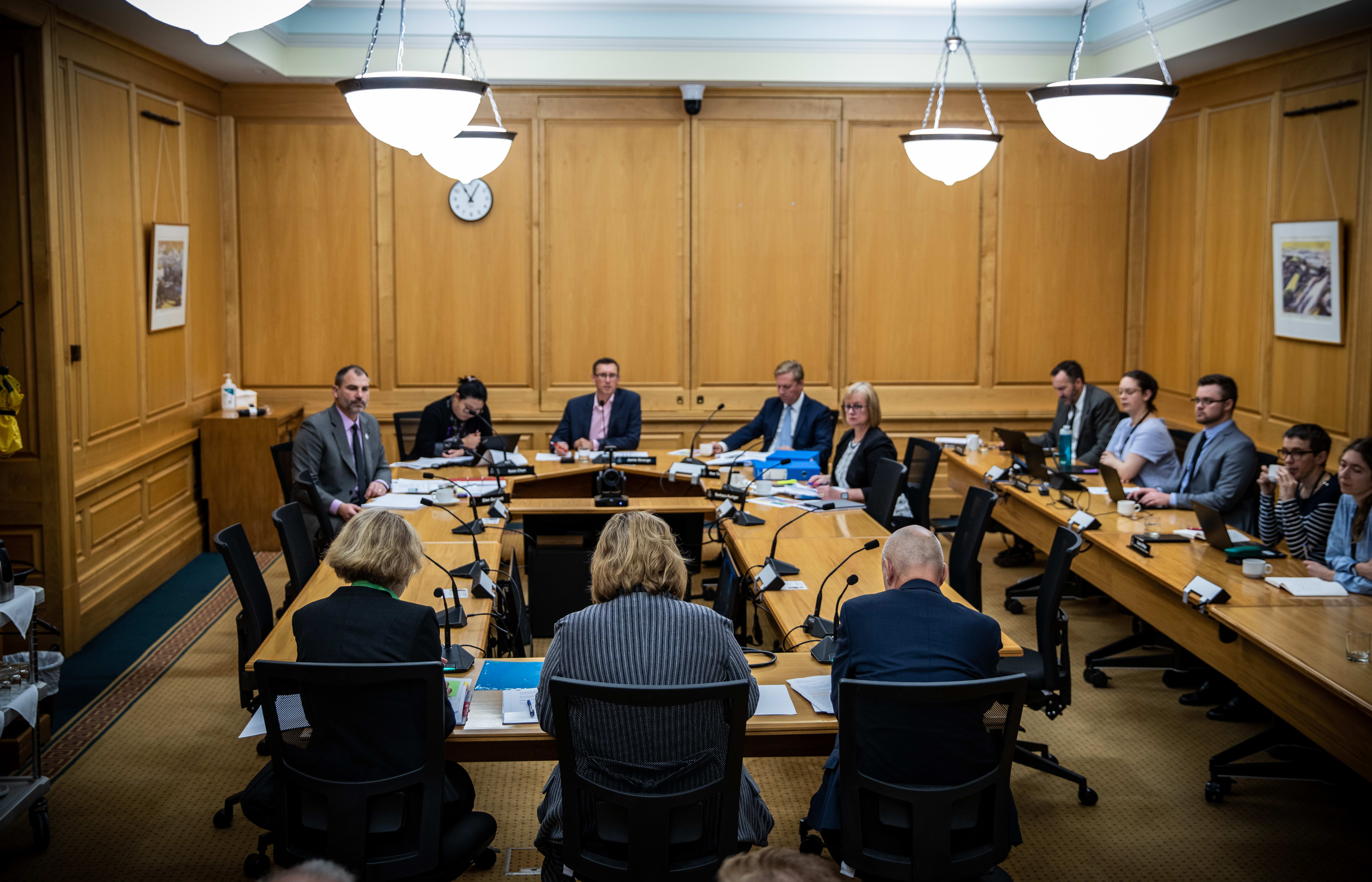 An estimates hearing underway at Parliament. Ministers appear before select committees to answer questions on the budget proposal for the next financial year