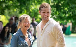 Leo Woodall pays homage to Hugh Grant's wet shirt moment in the 2004 Bridget Jones movie, which in turn referenced Colin Firth's infamous lake scene in the 1995 Pride and Prejudice adaptation.