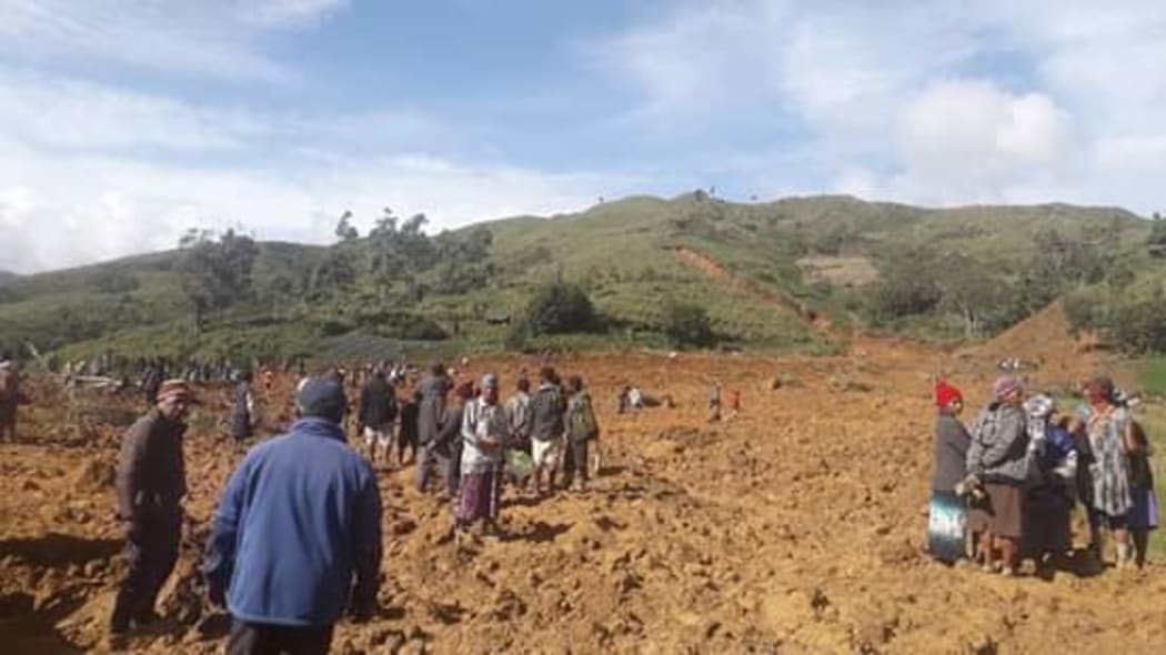 At least 12 people are feared dead after a landslip in the Tambul-Nebilyer district in Papua New Guinea's Western Highlands Province. 21 March 2020.