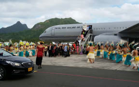 NZ PM John Key lands in Rarotonga.