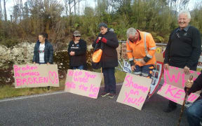 Families of the Pike River dead protest at the sealing of the mine