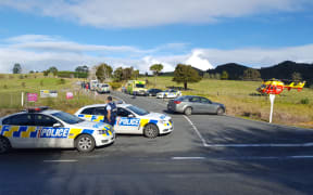 The scene at the Whareora end of police cordon