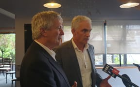 Tourism Minister Stuart Nash and West Coast Tasman MP Damien O'Connor at Franz Josef.