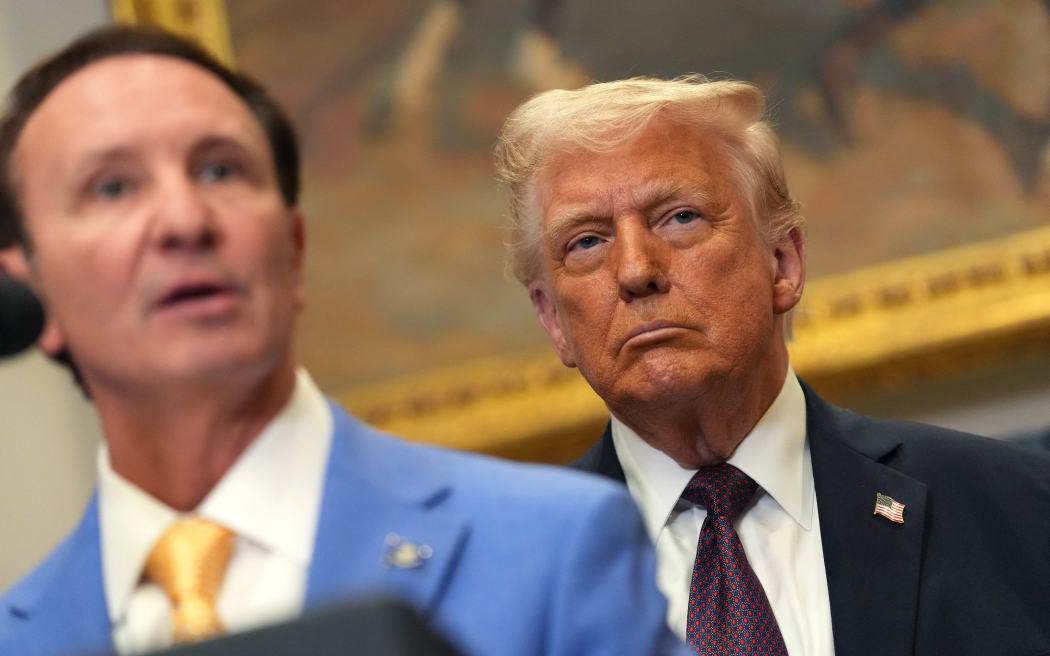 Louisiana Governor Jeff Landry speaks alongside US President Donald Trump in the Roosevelt Room of the White House 24 March, 2025 in Washington, DC.