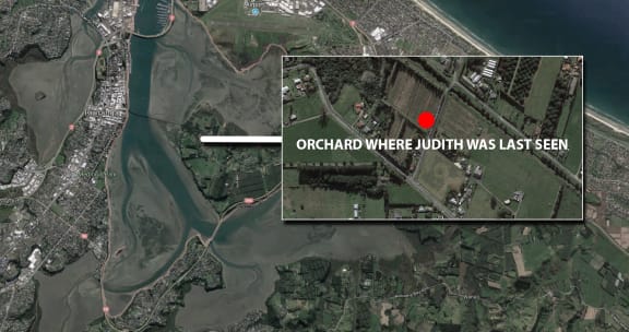 Map location in Matapihi where Judith was last seen at a party.