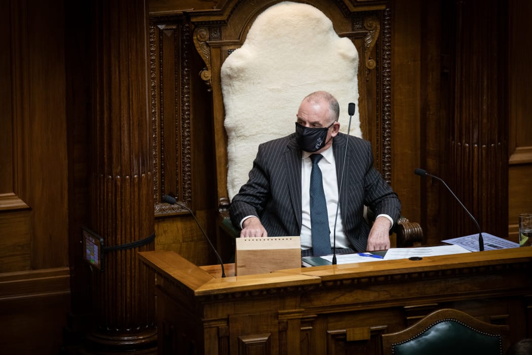 Speaker Trevor Mallard masked