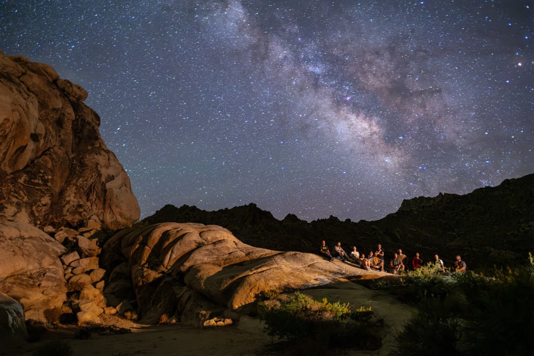 Troy Kingi's Desert Hīkoi cast and crew at the Old Woman's Mountain