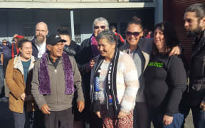 Community workers and other supporters of the day centre at the blessing of the premises.