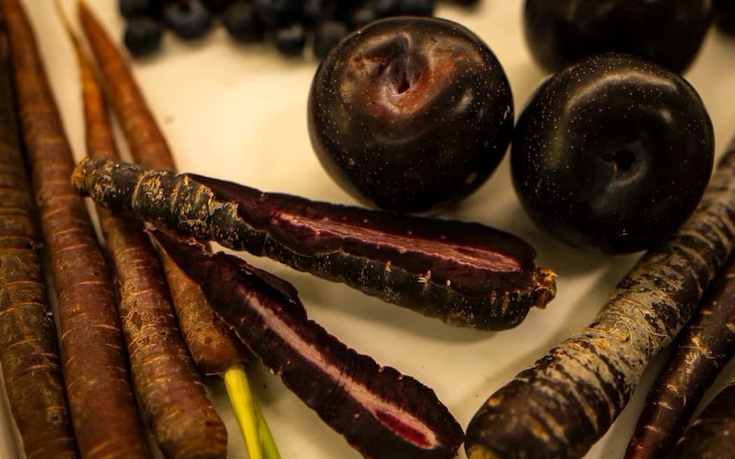Scientists say the rich purple colour comes from natural compounds linked to health benefits. (ABC Landline: Cameron Lang)