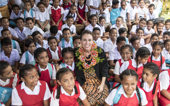 Jacinda Ardern visited Fasi Government Primary School to see the destruction caused by cyclone Gita.