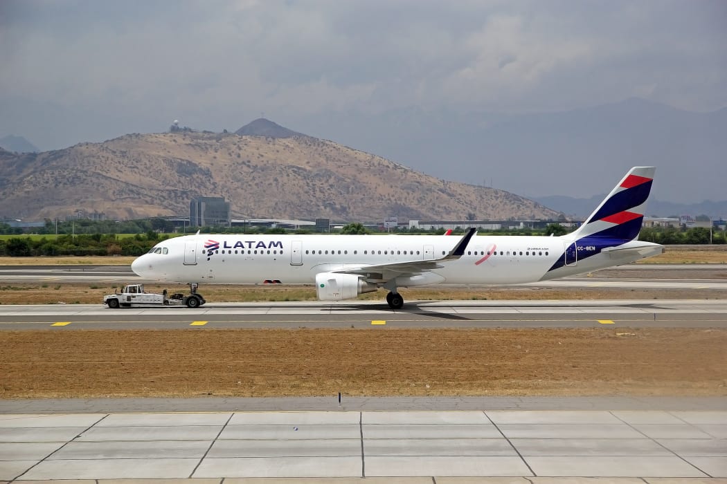 Latam airbus in Santiago airport, Chile.
