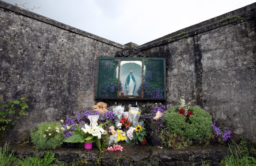 A shrine in Tuam, County Galway, erected in memory of up to 800 children who were buried at the site of the former home for unmarried mothers, run by nuns.