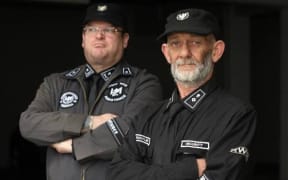 Kyle Chapman (left) and Vaughan Tocker of the Right Wing Resistance Movement. Mr Chapman left after a falling out with the group.