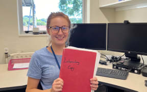 Emily Roskam reunited with her notes.