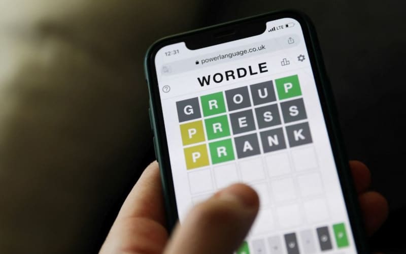 Wordle game displayed on a phone screen is seen in this illustration photo taken in Krakow, Poland on January 23, 2022.