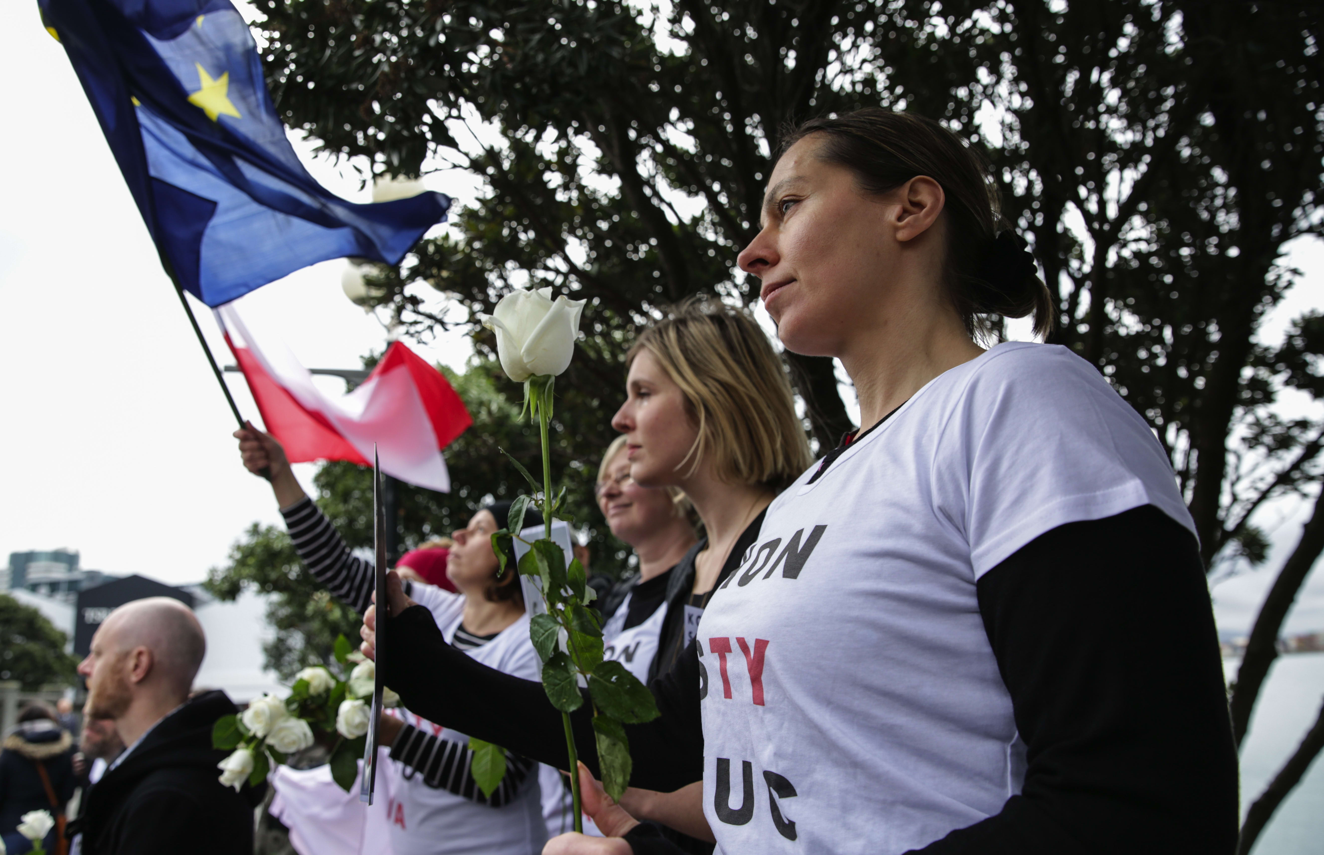 A peaceful group made their "fear" of the far-right Polish government known.