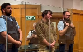 Mark Kelvin Jefferson in the dock of the High Court at Hamilton for sentencing on multiple charges after shooting his friend, Stuart Stobie, dead during a hunting trip near Minginui, in the Bay of Plenty.