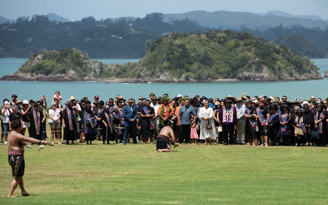 Representatives from the Kiingitanga, including the new monarch Te Arikinui Nga wai hono I te po, were formally welcomed at Waitangi on Tuesday afternoon.