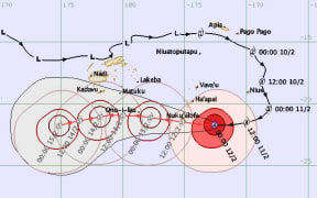 Tropical cyclone forecast track map issued 0129 UTC Monday 12 February 2018