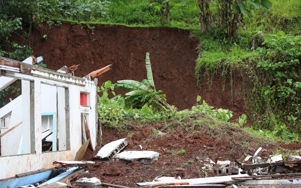 The landslide at Gataivai is the same location where the CCCAS Gataivai Church building (left) was destroyed during a major landslide last year.