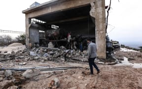IDLIB, SYRIA - JANUARY 02: A view of destroyed water distribution and pumping station buildings are seen after airstrikes in Idlib, Syria on January 02, 2022. Izzeddin Kasim / Anadolu Agency (Photo by Izzeddin Kasim / ANADOLU AGENCY / Anadolu Agency via AFP)