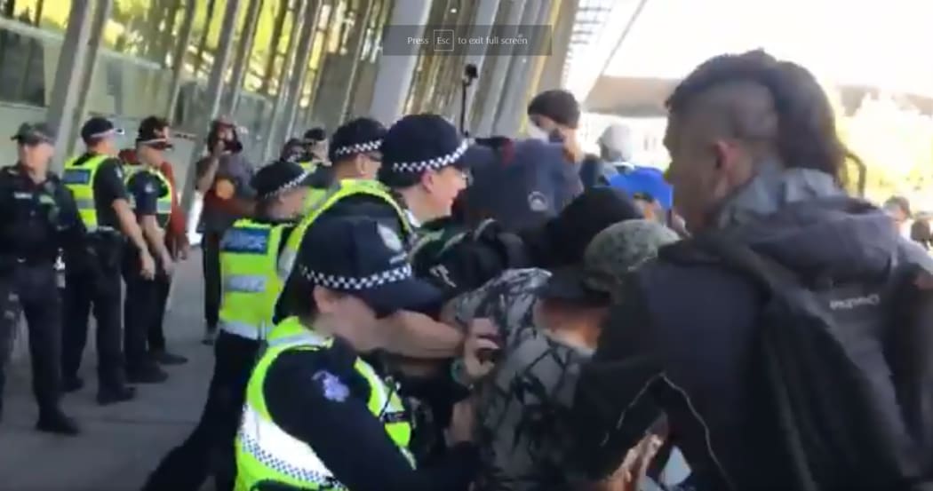 ABC reporter Ferrier Steph captured this moment from the climate protests in Melbourne and shared it on social media.