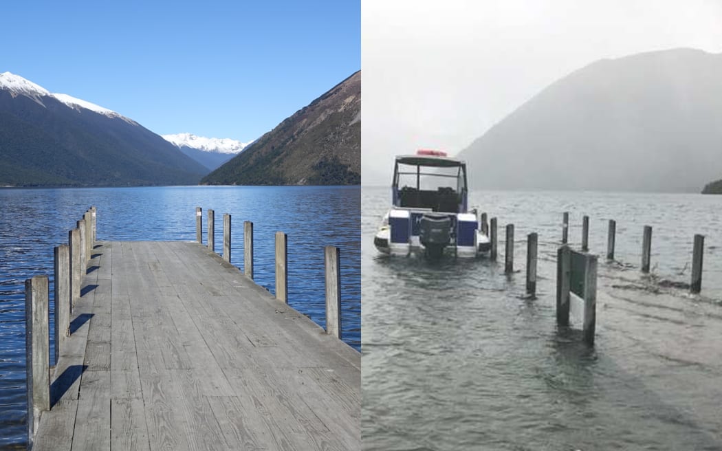 Pete Rainey sent a photo of the jetty at Kerr Bay, which shows it submerged after the last 24 hours' rain.